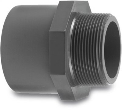 PVC Connector 63mm Glue - 11/2" Male Thread 16 Bar