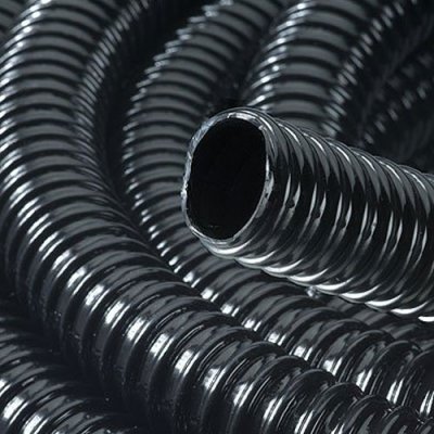 Black Ribbed Pond Pipe 38mm I/D 30 Metre Roll