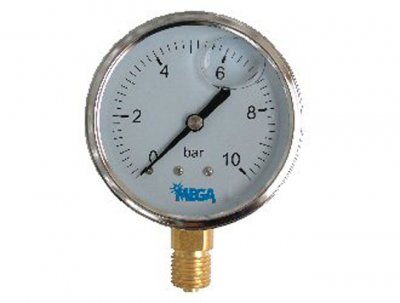 Pressure Gauge Glycerine Filled 0 - 10 Bar 1/4" BSP Bottom Inlet