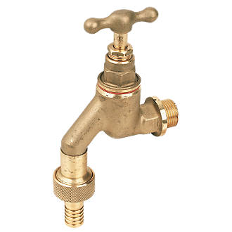 Brass Bibtap 1/2" BSP Outlet For 12mm Hose 3/4" BSP Thread - Click Image to Close