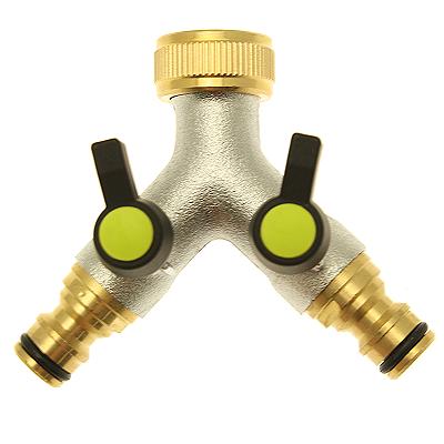 Brass Two Way Manifold With Quick Connections