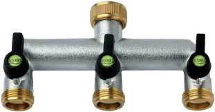 Brass Three Way Manifold With Taps 3/4" Male Thread