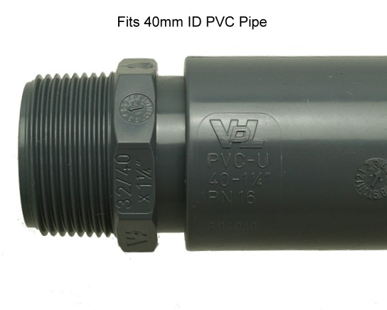 PVC Connector 40/50mm Glue - 1" Male Thread 16 Bar - Click Image to Close