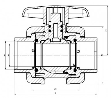 Double Union Ball Valve VDL 90mm x 90mm - Click Image to Close